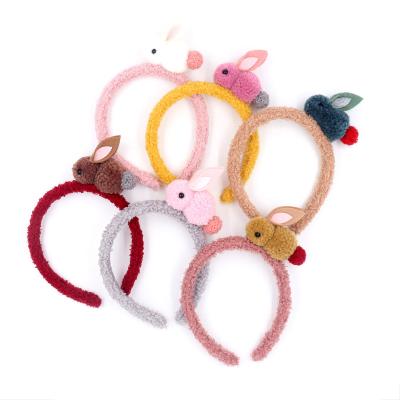 China New berber Hair Decoration Fleece Artificial Rabbit Head Band Decorative Hair Circle Girls Fur Headband Children for sale