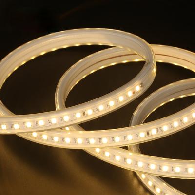 China AC IP65 110V 220V SMD 2835 120leds/m Easy Installation High Brightness Warm White Light Waterproof Led Strip for sale