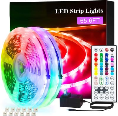 China Remote Control Flexible Bedroom RGB Strip Lights 20m smd5050 12v Power Supply Led Strip Light Kit for sale