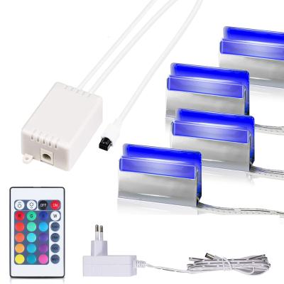 China Glass Edge 4 Cut RGB LED Color Changing Cabinet Light Lights For Led Classroom Shelf Light To Show for sale