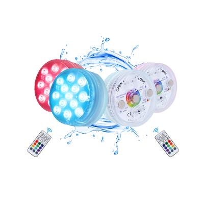 China Submersible Pool LED Pool Lights 1/2/4/8 Pack Bathtub Light Waterproof IP68 13 LED 16 Colors Timer Underwater Lights With RF Remote for sale