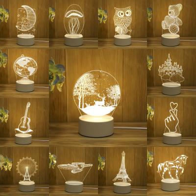 China Modern Small Motion Saving Modern Led Table Lamp Projector Lights For Kids Acrylic 3D Night Light for sale