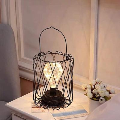 China Modern Hot Selling Matt Finished Metal Cage Wrought Iron Led Lamp For Home Decor for sale