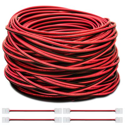 China Led Connector 70.5FT 2 Pin Extension Cable 21.5M LED 22AWG with 4PCS 2Pin 8mm LED Strip Connector Cable for Single Color LED Strip Lights for sale