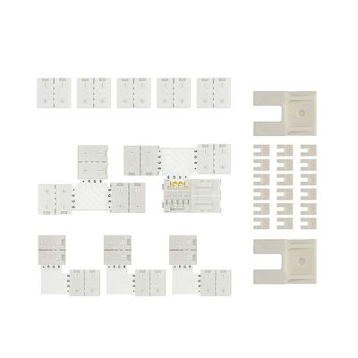 China Connect LED Strip Light Connector Kit 10mm 4 Pin RGB LED Strips Connector With LED Light Clip For DIY RGB Strip Lights for sale