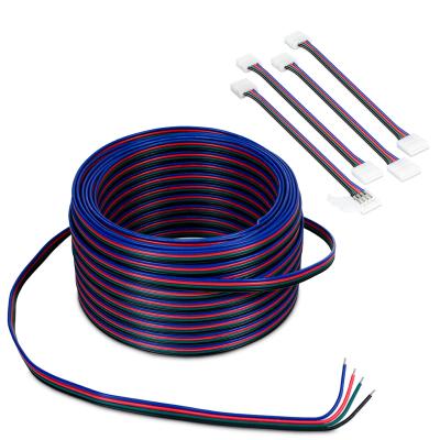 China Install 4Pin RGB Extension Wire 70.5FT LED Wire 22AWG with 4Pin 10mm LED Strip Light Connector Cable for RGB LED Strip Lights for sale