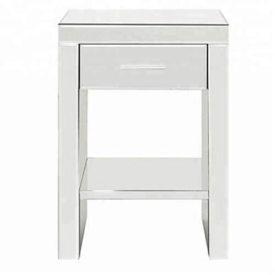 China Coffee Table Amazon Best Seller Mirrored Furniture Cheap Silver Surrounds Mirrored Side Table With Drawer for sale