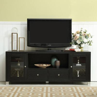 China High Quality Durable Living Room Furniture TV Cabinet With Double Glass Doors And Double Drawers for sale