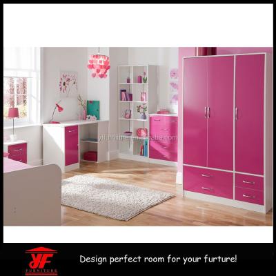 China PANEL High Gloss Pink Design 3D Kids Bedroom Kids Wardrobe Cheap for sale