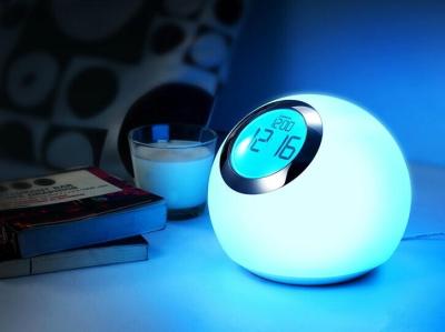 China Color change mood lamp with clock and alarm function for sale