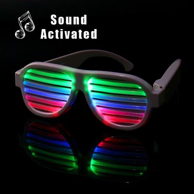 China White Frame Sound Activated  LED Shutter Shades Glasses For Concerts, Party, Night Clubs, Music Festivals for sale