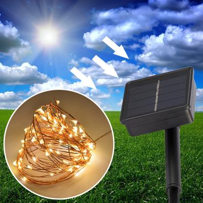 China 10m 100 LED Multi-Color 2V 150 mAh Solar Panel Powered LED String Light For Outdoor Decoration for sale