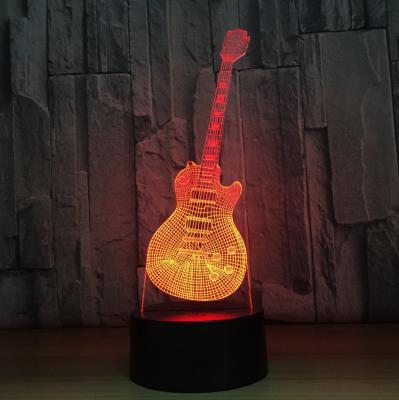 China Guitar Shape 7 Colors Change 3D LED Night Light with Remote Control Ideal For Birthday Gifts And Party Decoration for sale