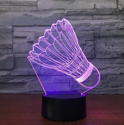 China Badminton Shape 7 Colors Change 3D LED Night Light with Remote Control Ideal For Birthday Gifts And Party Decoration for sale