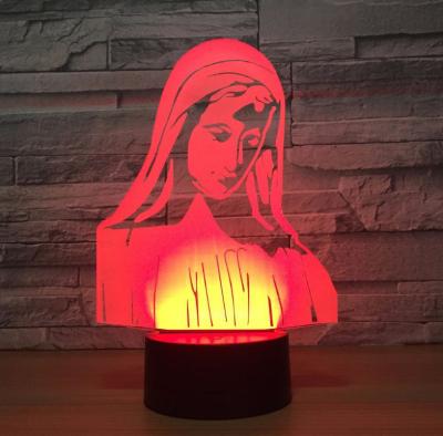 China Virgin Mary 7 Colors Change 3D LED Night Light with Remote Control Ideal For Birthday Gifts And Party Decoration for sale