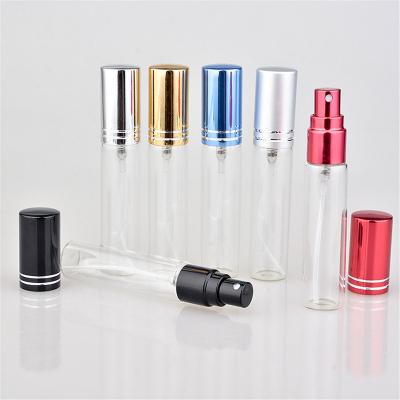 China High Qiality Wholesale Perfume Spray Bottles Atomizer Sprayer Packaging Mini Thin Glass Perfume Glass Bottle With Colored Aluminum Cap for sale