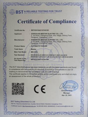 CE - Dongguan Mestar Electric Co., Ltd.