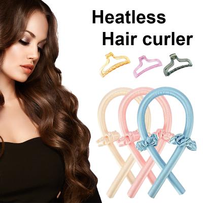 China DIY Hair Curling Wholesale Stying Sponge Satin No Heat Curling Wand Headband Wave Roller Heatless Curling Rod for sale