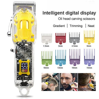 China Hot Sale Safety Dispilay Hair Trimmer Transparent Led Electric Hair Clippers Cordless Hair Cutting Machine for sale