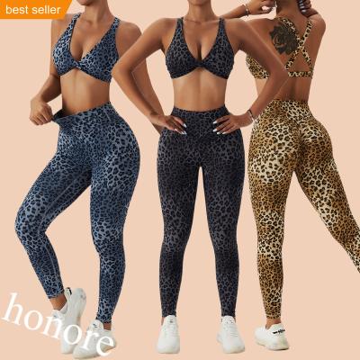 China Breathable Custom Logo Ladies Hihg Impact Sexy Panties And Sports Bra Sets And Snake Print Pants Workout Gaiters Gym Fitness Set for sale