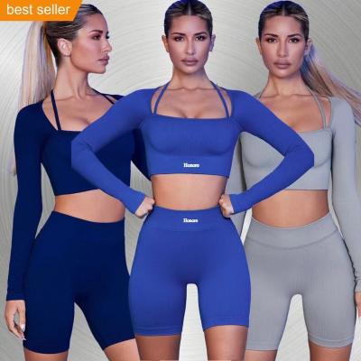 China Wholesale Anti-Static Seamless Long Sleeve Yoga Wear Woman Workout Gym Workout Active Fitness Set,Activewear Set For Woman for sale