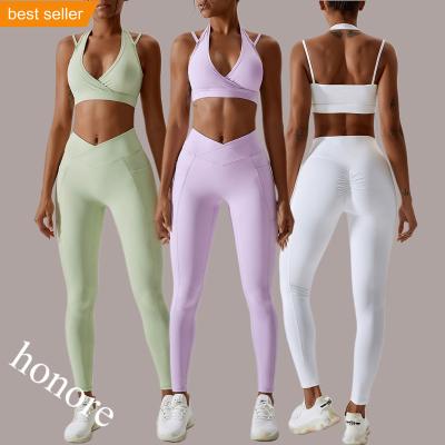 China Custom Eco Plus Size Breathable Nylon Yoga Pants Sets XL Plus Size Workout Clothes 2 Piece Tight Butt Fitness Yoga Clothes for sale