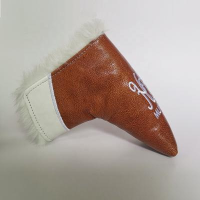 China Fashion and Durable High Quality Genuine Leather Blade Golf Putter Embroidery Cow Head Cover for sale