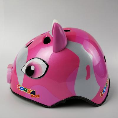 China Strong Pink Color Cartoon Kids Bike Riding Roller Skating Scooter Kids Animal Bicycle Helmet for sale