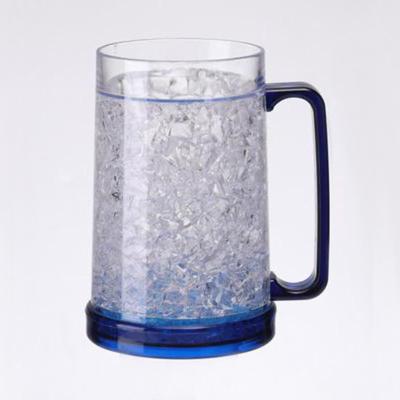 China Tools Frozen Beer Mugs - Double Wall Freezer Ice Mugs With Infused Handle 16oz Frosty Plastic Mugs for sale