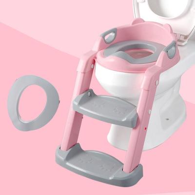 China Tools Step Baby Non-Slip Wide Potty Training Toilet Seat With Step Stool Ladder Toddler Seat Chair With Handles Padded Seat for sale