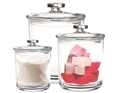 China 60-Ounce, 30-Ounce and 15-Ounce Viable Clear Plastic Apothecary Jars Set of 3 for sale