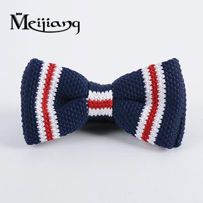 China Chinese Supplier Fancy Striped OEM Knitted Self Bow Ties For Mens Silk for sale