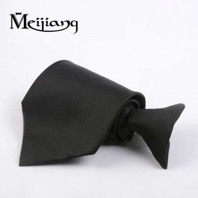 China FOR MEN'S CLOTHING New Arrival Custom Label Polyester Business Black Easy Tie Necktie With Clip for sale