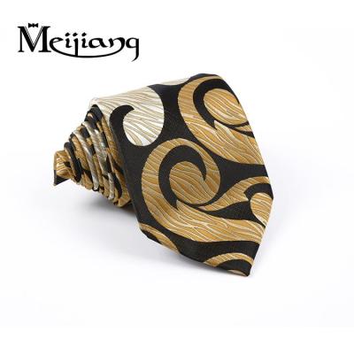 China Beautiful Modern Hand Made Woven Jacquard Men's Ties Black And Gold for sale