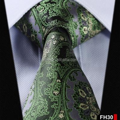 China New China 100% Silk Kids Standard Woven Paisley Necktie Green for sale