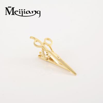 China High Quality Gold COPPER Scissors Designs Funny Custom Tie Clips For Men for sale