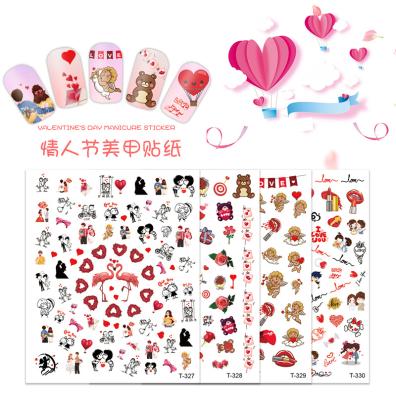 China Thinner 3d Model Self Adhesive Pink Nail Decal Valentine's Day Stickers Manicure Art Decoration Nails Accessories Supplies for sale