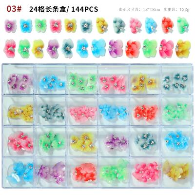 China DIY Nail Colorful 3D Art Flower Decoration Embossed Petals Rhinestone Set Nail Art Decoration for sale