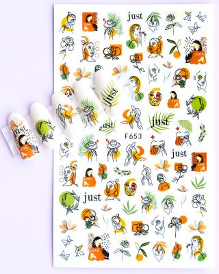 China Design F644-F653 Nail Art Decorations Sticker Decals Ultra Thin Thinner Adhesive Nail Stickers Fruit Leaf Ice Cream for sale