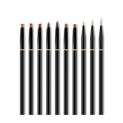 China Fashionable Hot Selling Black Metal Pen Holder 10pcs Set Nail Art Painting Pen Drawing Pen and Nail Brush Nail Art Set Pen Good Quality for sale