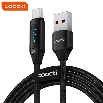 China 66W Super Fast Charging Cable Toocki Design Display Design Super Fast Nylon New 6A 66W Braided USB Fast Charging Type C Cable For Phone for sale