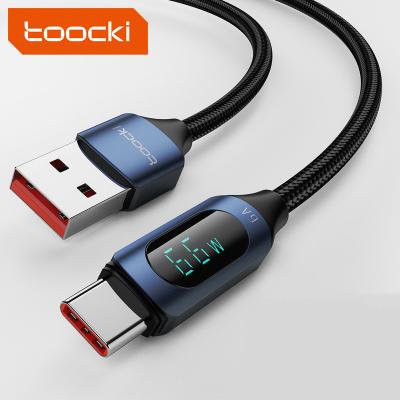 China LED Digital Display For Output Power Toocki Smart Nylon Type C Cable 6A 66W Usb C Cable With LED Digital Display Phone Fast Charging Usb Cable 1M 2M for sale