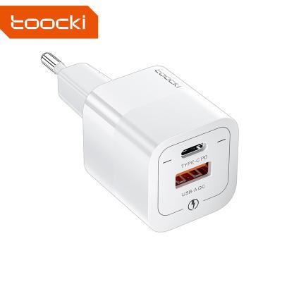 China Wall Fast Charger For PD3.0 Type Super Fast Charger GaN QC3.0 USB-A Mobile Phone/Laptop/Tablet/Earphones Toocki MIni Portable 33W GaN Palladium Charger for sale