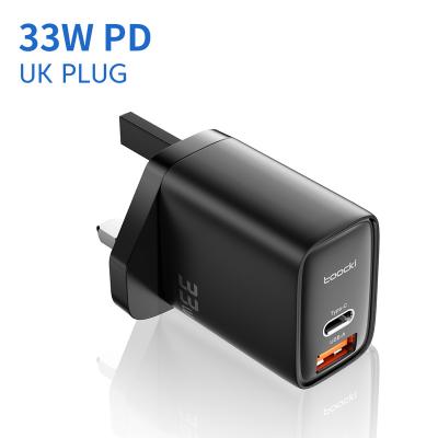 China For Mobile Phone/Laptop/Tablet/Earphones Toocki Small Size QC3.0 PD3.0 33W Fast 2 Port USB Charger Type C PD Wall Fast Charging Charger For Mobile Phone for sale