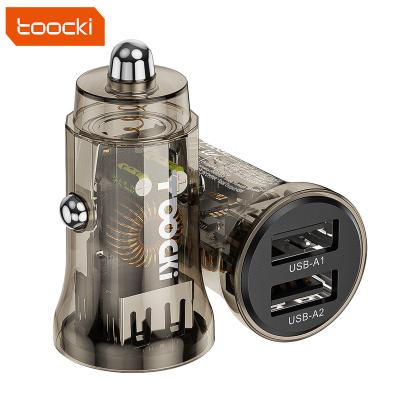 China Multifunctional Type C Car Charger Adapter Usb Transparent Car Charger 15.5W Transparent Usb Charger for sale