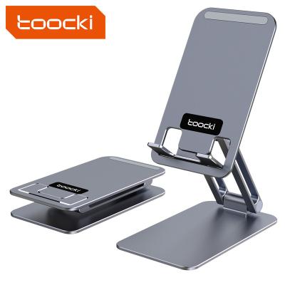 China Toocki Adjustable Metal Desktop Mobile Phone Holders Laptop 360 Degree Rotation Folding Phone Holder Stand for sale