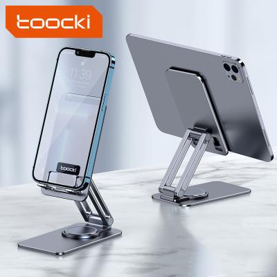 China Toocki Aluminum Alloy Desktop Adjustable Smart Phone Stand Flexible Holder 360 Degree Rotation Metal Stand For Mobile Phone for sale