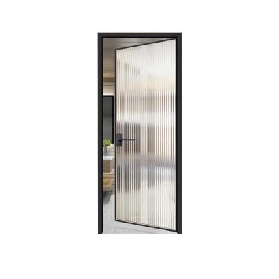 China JIUYIXING 2023 New Design Aluminum Glass Door Waterproof Soundproof Black Narrow Frame Tempered Glass For Bathroom for sale