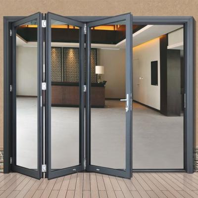 China JIUYIXING latest decoration simple design waterproof tempered glass aluminum interior patio folding bifold doors for sale