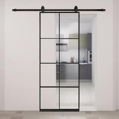 China Factory direct sale JIUYIXING aluminum frosted tempered glass waterproof narrow frame sliding interior barn doors for sale